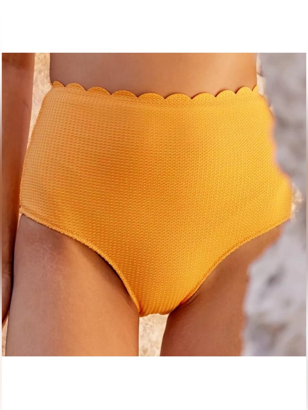 aerie Scallop-Edge Bikini Bottoms - Light Mustard